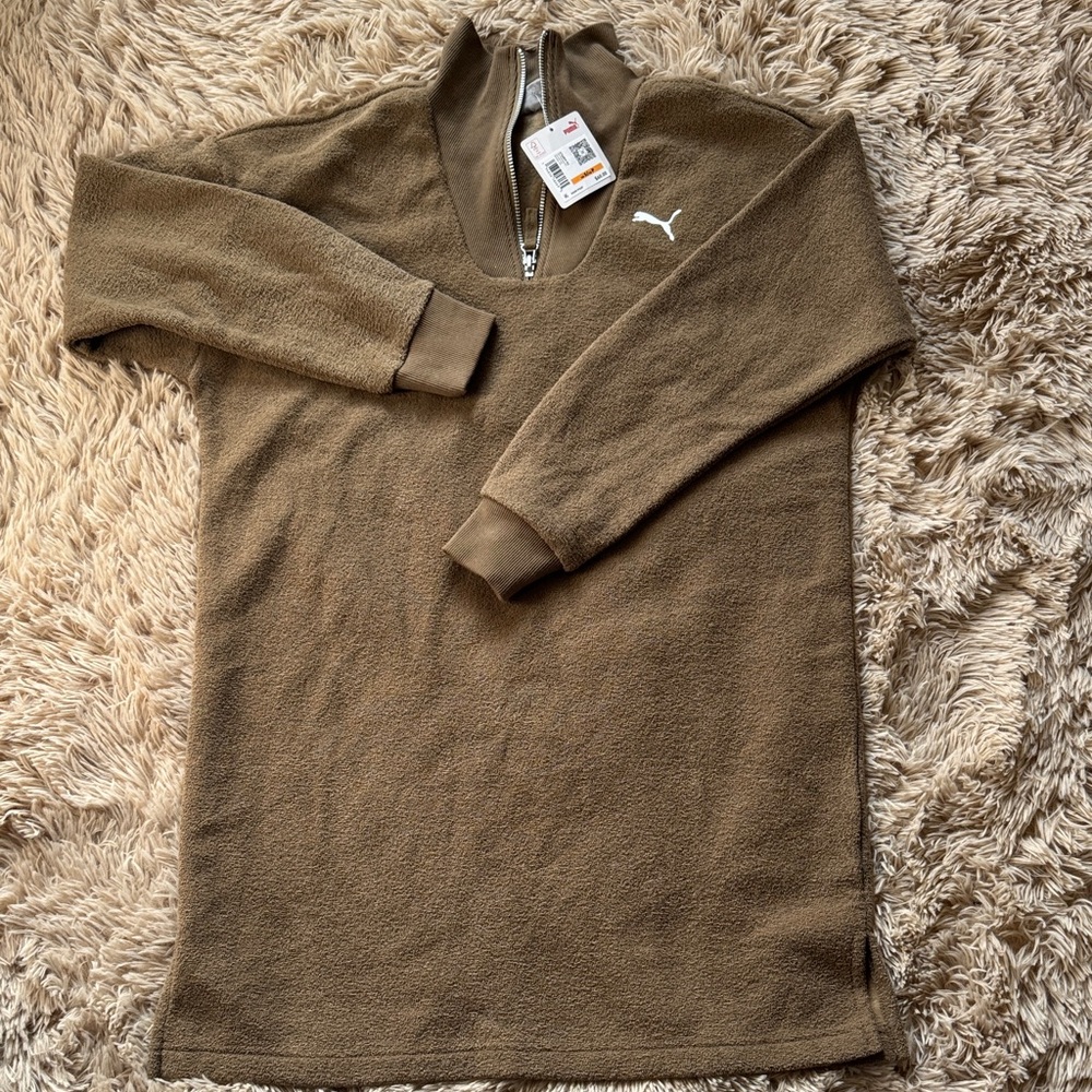 Puma Men's Zip-Up Olive Sweater